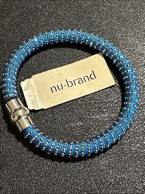 NWT Nu-Brand Blue Woven Beaded Cord Magnetic Bracelet Nordstrom